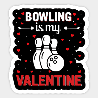 Red Heart Cupid Love Graphic Bowling Is My Valentine Day Sticker